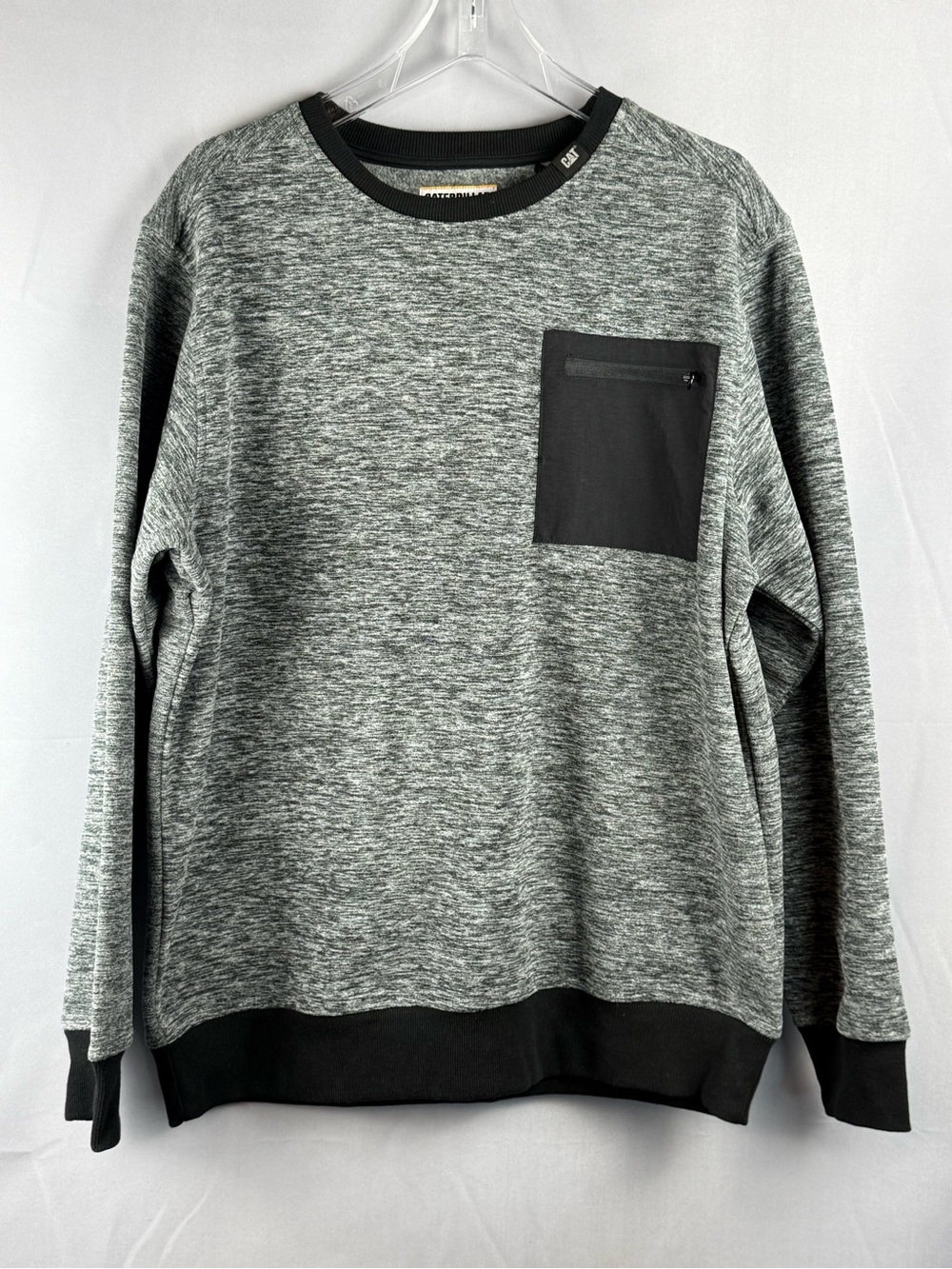Caterpillar CAT Crewneck Sweatshirt Gray Black Pocket Men’s Large NEW